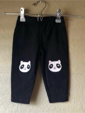 Carter’s Pants Casual Classic Elastic Waist Black Panda Pants Baby Girls 9 Month